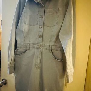 New York & Company Gray Jean Jacket Fitted Waist